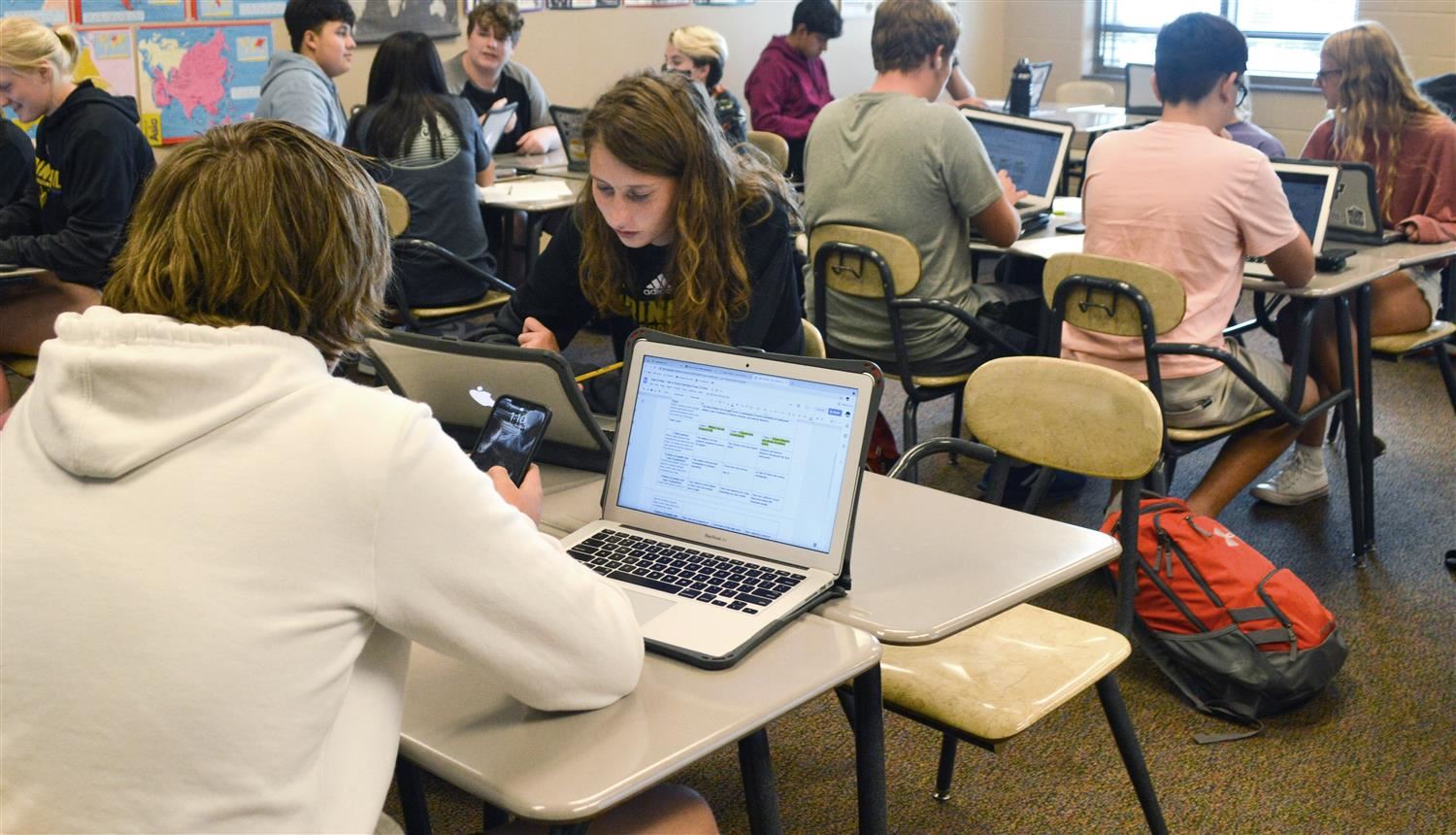 Students working in Hailey Bachura's classroom at SHHS