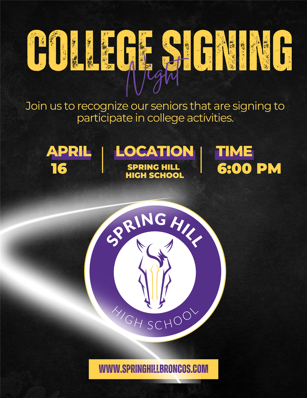 Seniors Invited to College Signing Night