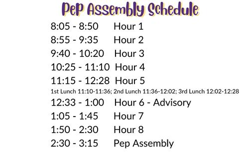 pep assembly schedule