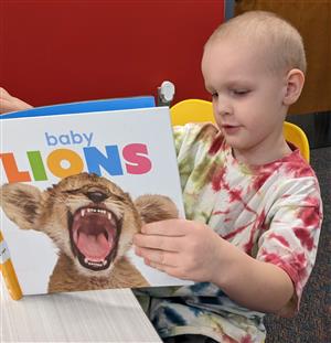 Student reading a book